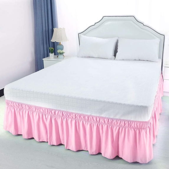 600-TC Pima Cotton No-Tuck Wrap Around Bed Skirt – Wrinkle-Free, Quick Setup for a Polished Bedroom Cal-King (72" x 84") Size, Easy Fit 1-PC Bed Skirt3 Sided Coverage 22" Drop Length, Pink