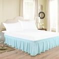 thumbnail image 1 of 600-TC Pima Cotton Universal Wrap Around Bed Skirt Emperor (84" x 84") Size, Easy Fit 1-PC Bed Skirt Luxury Fabric 3 Sided Coverage 24" Drop Length, Light Blue, 1 of 5