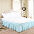 thumbnail image 1 of 600-TC Pima Cotton Universal Wrap Around Bed Skirt Grand King (80" x 98") Size, Easy Fit 1-PC Bed Skirt Luxury Fabric 3 Sided Coverage 24" Drop Length, Light Blue, 1 of 5
