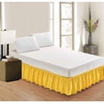 thumbnail image 1 of 600-TC Pima Cotton Universal Wrap Around Bed Skirt Grand King (80" x 98") Size, Easy Fit 1-PC Bed Skirt Luxury Fabric 3 Sided Coverage 24" Drop Length, Yellow, 1 of 4