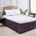 thumbnail image 1 of 600-TC Pima Cotton Universal Wrap Around Bed Skirt Super Single (48" x 84") Size, Easy Fit 1-PC Bed Skirt Luxury Fabric 3 Sided Coverage 24" Drop Length, Plum, 1 of 5