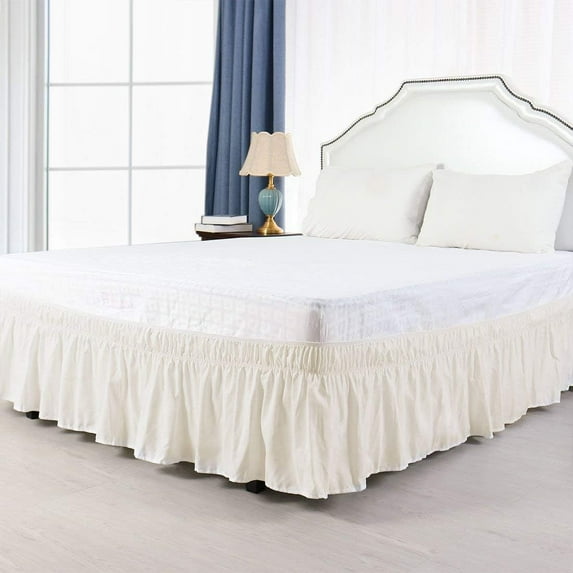 600-TC Pima Cotton Universal Wrap Around Bed Skirt Twin (39" x 75") Size, Easy Fit 1-PC Bed Skirt Luxury Fabric 3 Sided Coverage 24" Drop Length, Ivory