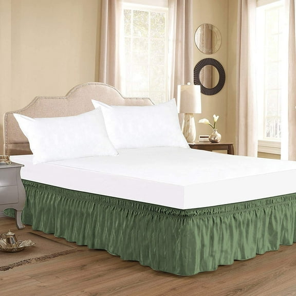600-TC Pima Cotton Universal Wrap Around Bed Skirt Twin XL (39" x 80") Size, Easy Fit 1-PC Bed Skirt Luxury Fabric 3 Sided Coverage 24" Drop Length, Moss