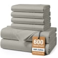 thumbnail image 1 of 100% Cotton Bed Sheets Full – 600 Theard Count Sheets Full Size Set, 15” Deep Pocket, Luxuriously Soft Sateen Weave Bedding for All-Day Comfort at Home, Fade Resistant – Silver, 1 of 8