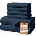 thumbnail image 1 of Casa Platino 100% Cotton Sheet Set – 6-Piece Bed Sheets King 600 Thread Count, Premium Sateen Weave For Comfortable Home Living, Soft, 15" Sung Fit King Fitted Sheet – Denim, 1 of 8