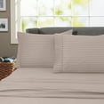 thumbnail image 1 of 600 Thread Count 100% Cotton Wrinkle Free Striped Sheet Set (Queen, Taupe), 1 of 2