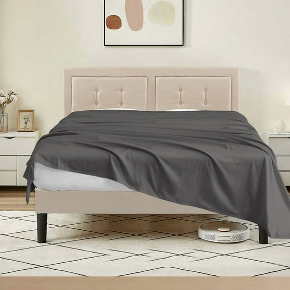 600 Thread Count 100% Egyptian Cotton 3-Piece Flat Sheet (1 Flat + 2 Pillow Covers) Size Olympic-Queen Color Grey Solid