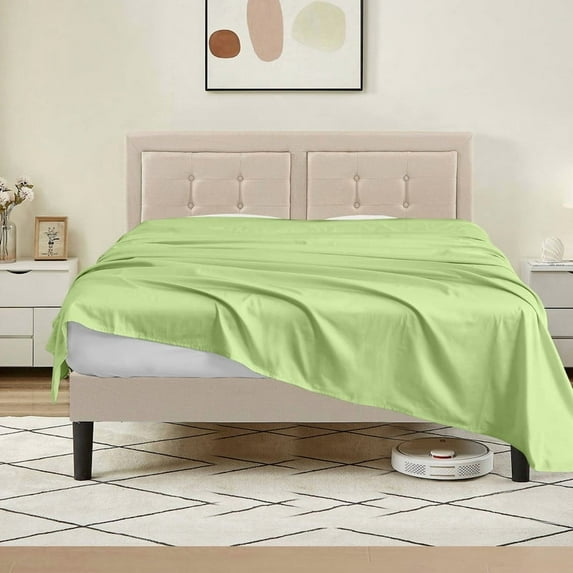 600 Thread Count 100% Egyptian Cotton 3-Piece Flat Sheet (1 Flat + 2 Pillow Covers) Size Olympic-Queen Color Sage Solid