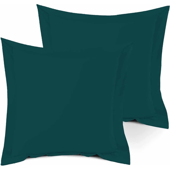600 Thread Count 100% Egyptian Cotton Pack of 2 Euro 22 x 22 Inches, Teal Solid Pillow Shams Cushion Cover, Super Soft Decorative European Square Pillow Shams Envelope Closure