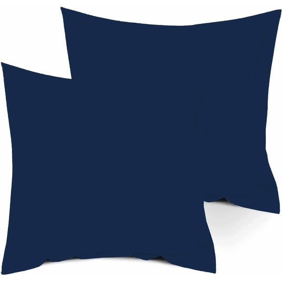 600 Thread Count 100% Egyptian Cotton Pack of 2 Euro 26 x 26 Inches, Navy Blue Solid Pillow Shams Cushion Cover, Super Soft Decorative European Square Pillow Shams Envelope Closure