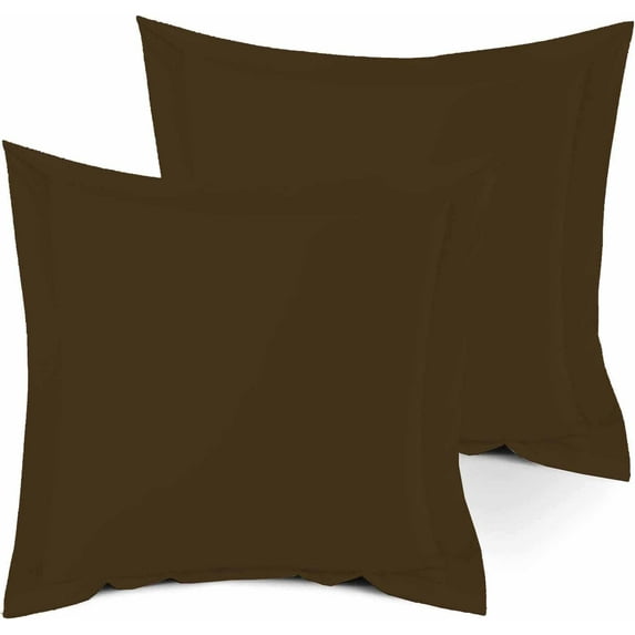 600 Thread Count 100% Egyptian Cotton Pack of 2 Euro 26 x 26 Inches, Chocolate Solid Pillow Shams Cushion Cover, Super Soft Decorative European Square Pillow Shams Envelope Closure