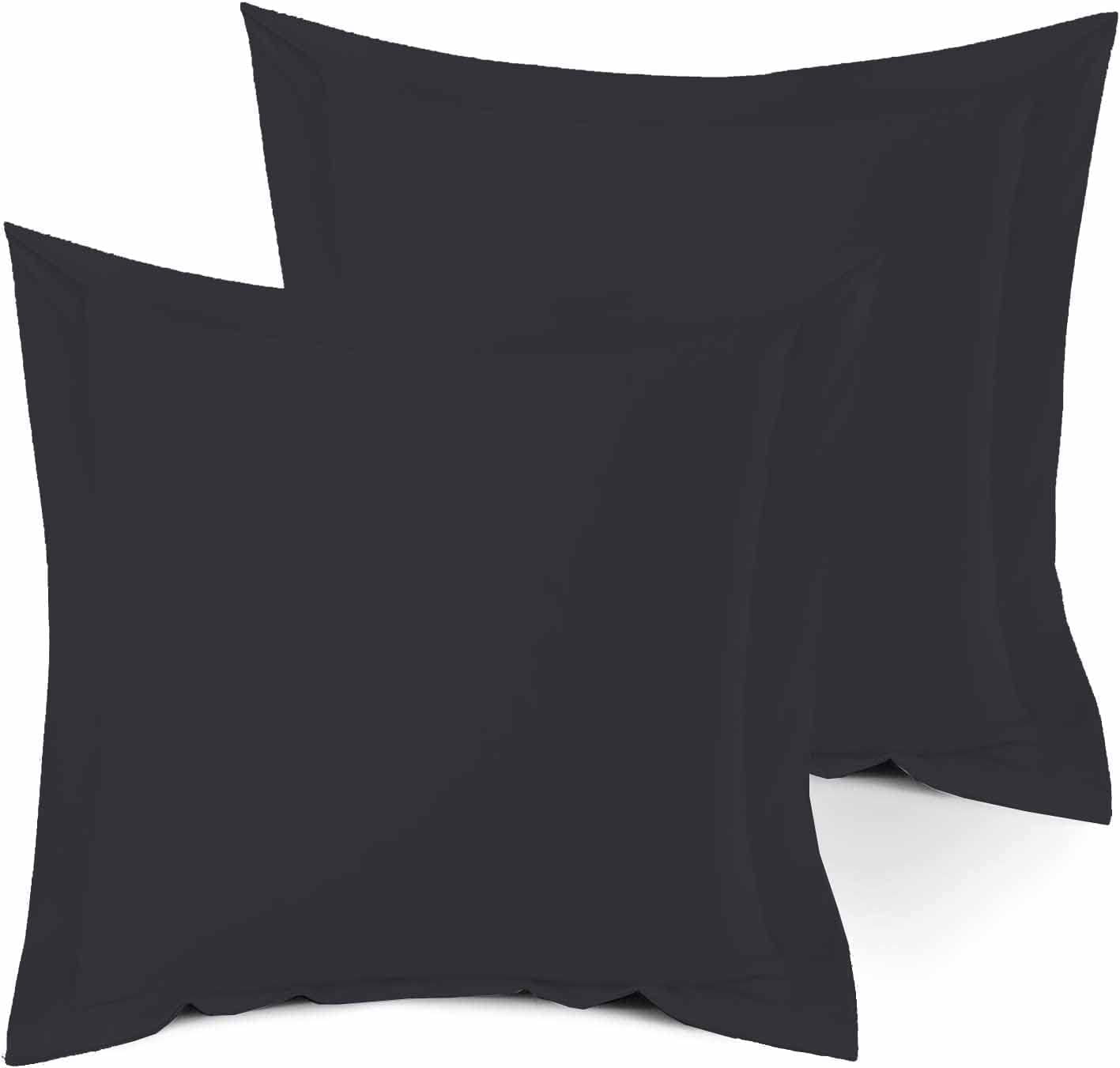 Black 600 Thread Count Cotton Euro Pillow Shams Set of 2
