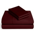 thumbnail image 1 of 600-Thread-Count 100% Egyptian Cotton Sheet Set, 4-Piece Sheets Sets, 10" Deep Pocket of Fitted Sheet - Short Queen, Wine Solid, 1 of 7
