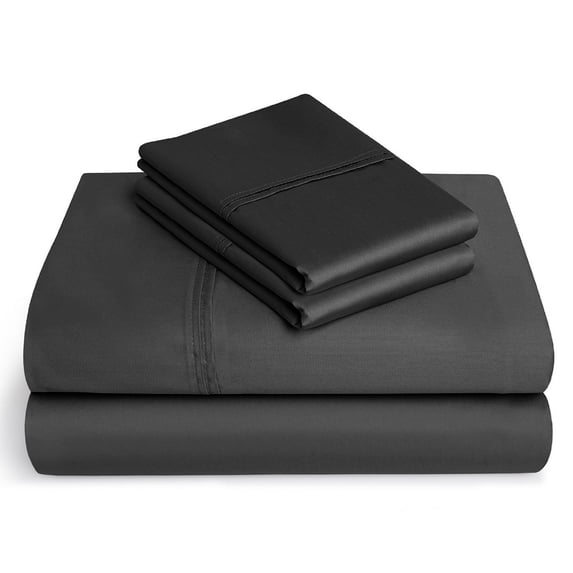 600-Thread-Count 100% Egyptian Cotton Sheet Set, 4-Piece Sheets Sets, 12" Deep Pocket of Fitted Sheet - California King, Dark Grey Solid