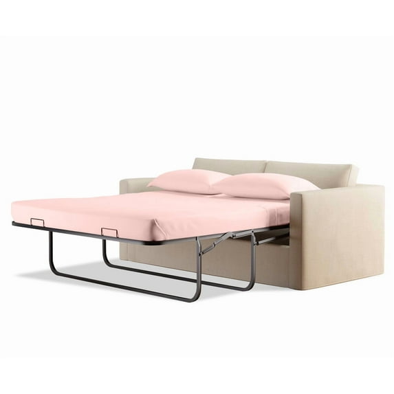 600 Thread Count 100% Egyptian Cotton Sleeper Sofa Bed Sheet Set Solid King Size (76"x 80"x 10" ) with 4 -PCS Fitted Straps Color Pink