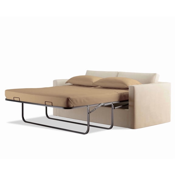 600 Thread Count 100% Egyptian Cotton Sleeper Sofa Bed Sheet Set Stripe Full Size (54"x 72"x 10" ) with 4 -PCS Fitted Straps Color Taupe