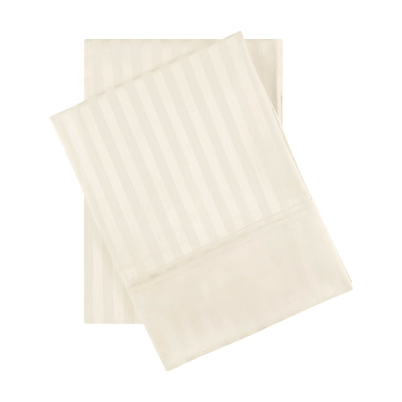 600 Thread Count 100% Egyptian Cotton Stripe Pillowcases, 2-Piece Pillowcase Set by Blue Nile Mills, King, Ivory