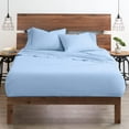 thumbnail image 1 of 600 Thread Count 100% Egyptian Cotton Ultra Soft Cotton Rich Easy Care Sateen Sheets,King Size 4 Piece Sheet Set Fit 32" Inch to 34" Inch Deep Pocket {Light Blue Solid}, 1 of 6