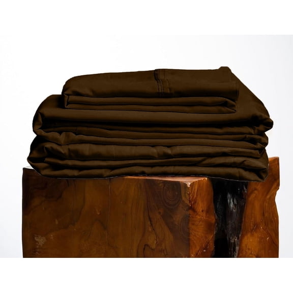 600 Thread Count, 100% Giza Egyptian Cotton Bedding Set, 4-PC Sheets Set, 30 Inch Deep Pocket of Fitted Sheet, Soft Sateen Weave Breathable - Chocolate, Olympic Queen