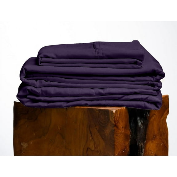 600 Thread Count, 100% Giza Egyptian Cotton Bedding Set, 4-PC Sheets Set, 30 Inch Deep Pocket of Fitted Sheet, Soft Sateen Weave Breathable - Plum, Olympic Queen