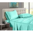 thumbnail image 1 of 600 Thread Count 100% Long Staple Egyptian Cotton Soft Combed, 4 Piece Sheets Set, Smooth & Soft Sateen Weave, Luxury Hotel Collection Bedding, Deep Pocket Fitted (RV King, Aqua Stripe), 1 of 1