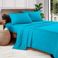 thumbnail image 1 of 600 Thread Count 100% Long Staple Egyptian Cotton Soft Combed, 4 Piece Sheets Set, Smooth & Soft Sateen Weave, Luxury Hotel Collection Bedding, Deep Pocket Fitted (Short King, Turquoise Solid), 1 of 1