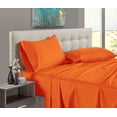 thumbnail image 1 of 600 Thread Count 100% Long Staple Egyptian Cotton Soft Combed, 4 Piece Sheets Set, Smooth & Soft Sateen Weave, Luxury Hotel Collection Bedding, Deep Pocket Fitted (Full, Orange Stripe), 1 of 1