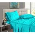 thumbnail image 1 of 600 Thread Count 100% Long Staple Egyptian Cotton Soft Combed, 4 Piece Sheets Set, Smooth & Soft Sateen Weave, Luxury Hotel Collection Bedding, Deep Pocket Fitted (Olympic/Queen, Turquoise Stripe), 1 of 1
