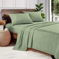 thumbnail image 1 of 600 Thread Count 100% Long Staple Egyptian Cotton Soft Combed, 4 Piece Sheets Set, Smooth & Soft Sateen Weave, Luxury Hotel Collection Bedding, Deep Pocket Fitted (Olympic/Queen, Moss Solid), 1 of 1