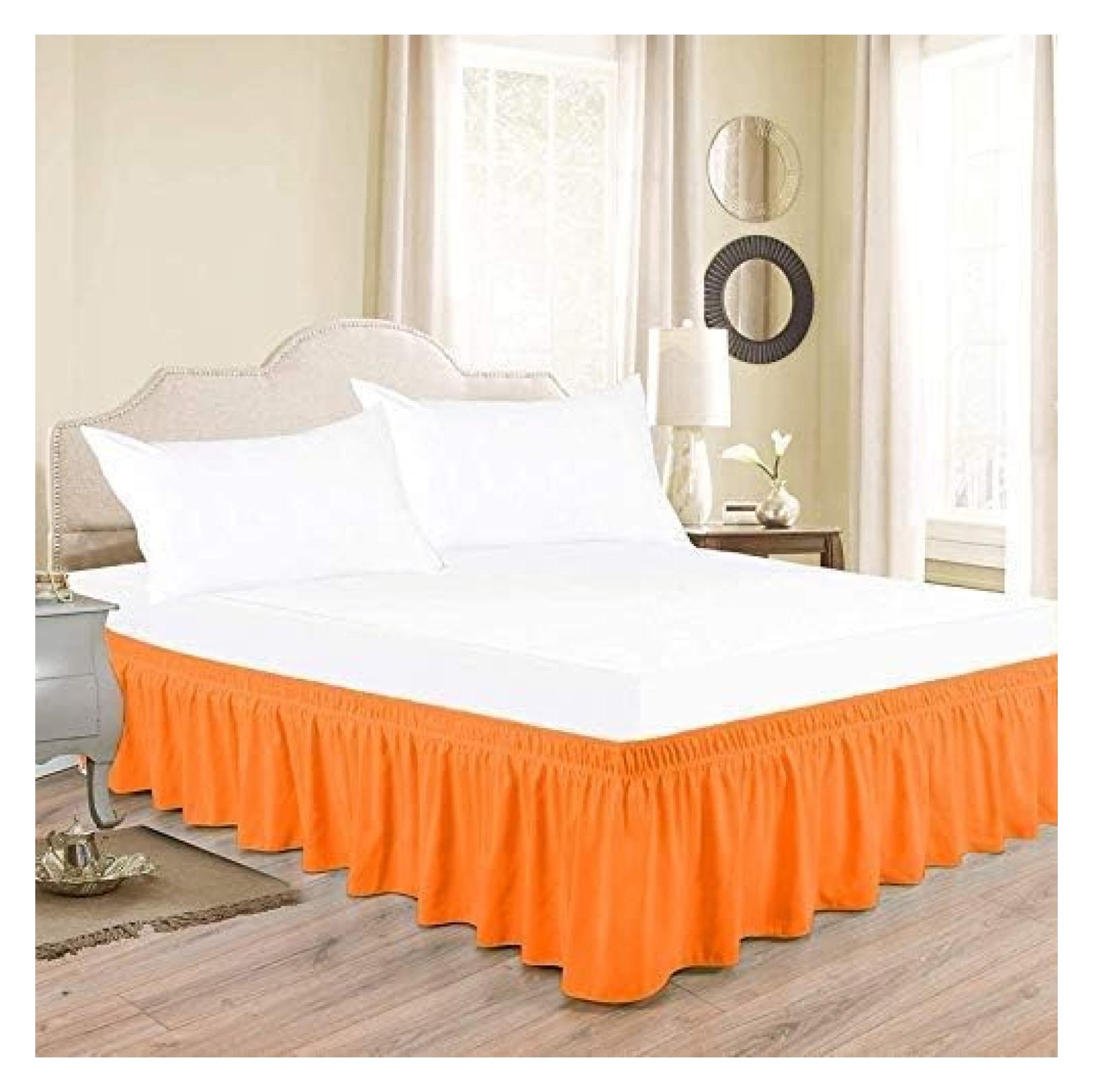 600 Thread Count 100% Pure Cotton Wrap Around Bed Skirt - 1 Piece ...