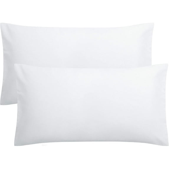 600 Thread Count 2 Piece Pillow Case Egyptian Quality Cotton Pillow Cases Emperor Size (20" x 42") White Solid