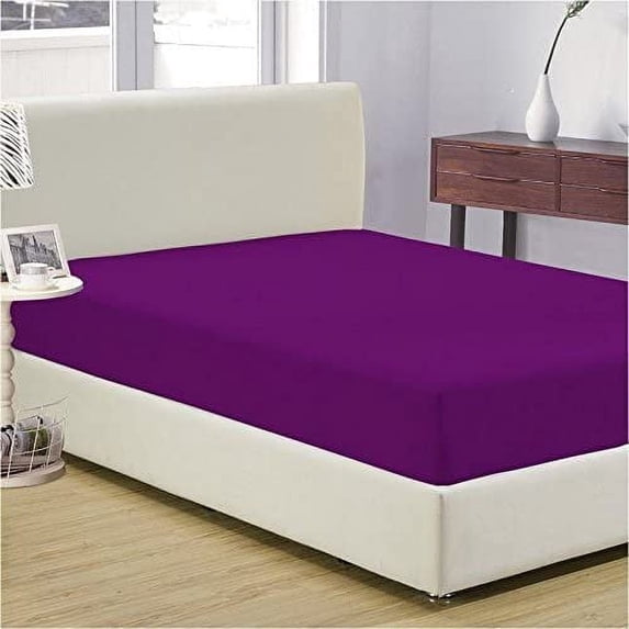 600 Thread Count 3 Piece (1- Fitted Sheet + 2- Pillow cover) Quality 21 Inch Deep Pocket 100% Egyptian Cotton Color Purple Solid Size King