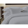 thumbnail image 1 of 600 Thread Count 3 Piece Duvet Cover (120" x 120") Set 100% Egyptian Cotton with Zipper Closure & Corner Ties Ultra Soft & Easy Care with 2 Pillow Shams (Super King Plus,) Silver Stripe, 1 of 3