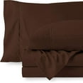 thumbnail image 1 of 600 Thread Count 3 Piece Fitted Sheet Set ( 1 Fitted Sheet and 2 Pillowcases ), 12" Deep Pocket, 100% Egyptian Cotton, Extra Soft and Luxury, Cool Fitted Sheets, Cal King Size -Chocolate Solid, 1 of 4