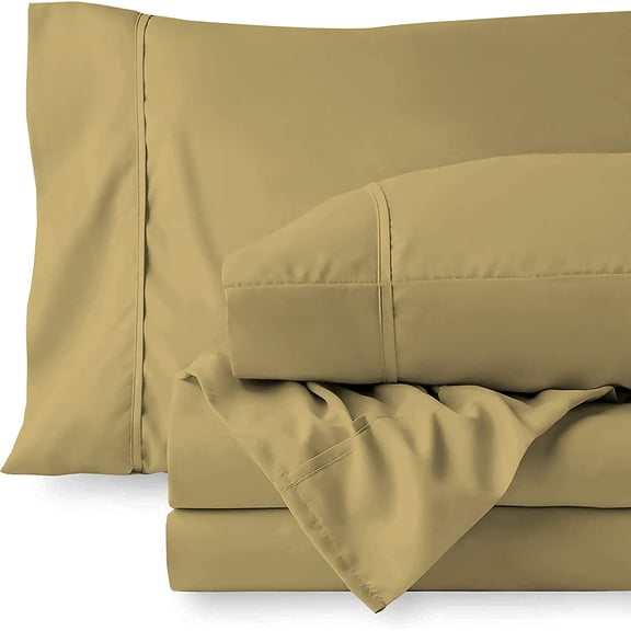 600 Thread Count 3 Piece Set , 100% Egyptian Cotton 12" Deep Pocket Fitted Bed Sheets , Fade Resistant Soft & Sateen Weave and Luxury, Twin XXL Size -Taupe Solid