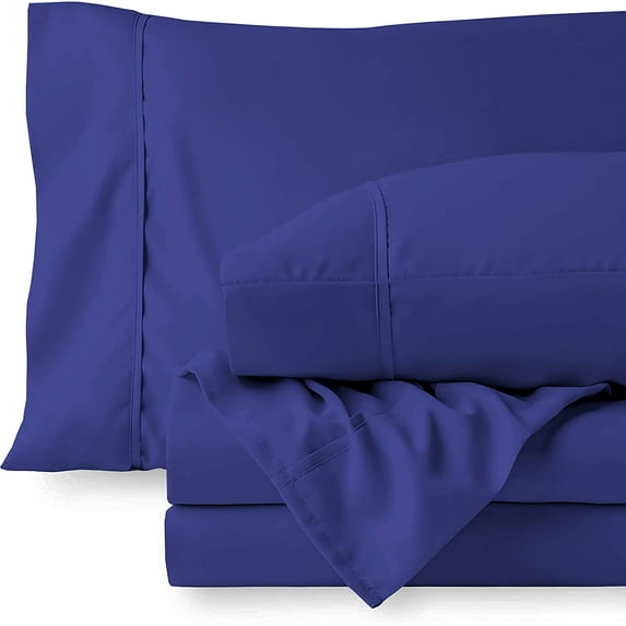 600 Thread Count 3 Piece Set , 100% Egyptian Cotton 18" Deep Pocket Fitted Bed Sheets , Fade Resistant Soft & Sateen Weave and Luxury, Full XL Size -Royal Blue Solid