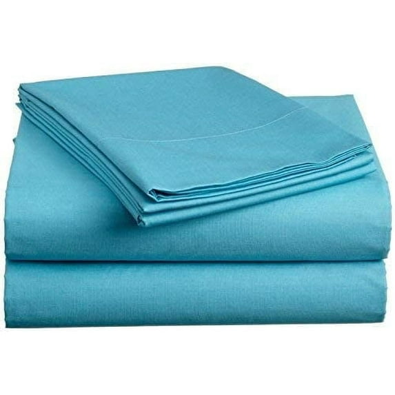 600 Thread Count 4 Piece Quality Sheet Set 12 Inch Deep Pocket 100% Egyptian Cotton Color Turquise Blue Solid Size King