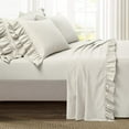 thumbnail image 1 of 600 Thread Count - 6 Piece Ruffle Sheet Set - 100% Egyptian Cotton - 15" Deep Pocket - Border Ruffle Sheet Set - Ivory Solid, Queen Size., 1 of 6