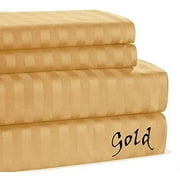600 Thread Count Classy Room !! Striped COLORS - Full Size - Striped Colors { Gold } Eyptian Cotton Sheet Set Fit Mattress 23" Inches By KM LINEN
