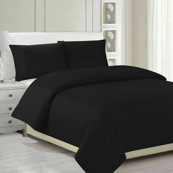 600 Thread Count Duvet Cover Set 3 Piece with Zipper - 100% Egyptian Cotton Comforters & Quilts Protectors and Pillowcases - Soft & Breatheable Blanket Covers - Black Solid, King.