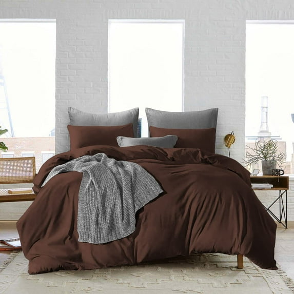 600 Thread Count Duvet Cover Set 3 Piece with Zipper - 100% Egyptian Cotton Comforters & Quilts Protectors and Pillowcases - Soft & Breatheable Blanket Covers - Chocolate Solid, Superking Plus.