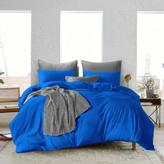 600 Thread Count Duvet Cover Set 3 Piece with Zipper - 100% Egyptian Cotton Comforters & Quilts Protectors and Pillowcases - Soft & Breatheable Blanket Covers - Royal Blue Solid, Oversize King Plus.