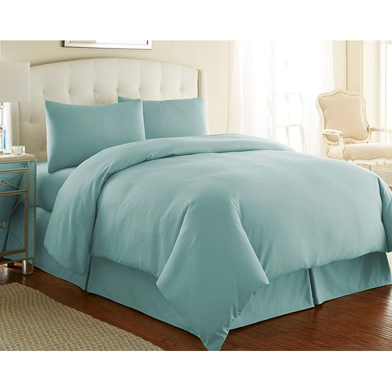 600 Thread Count Egyptian Cotton 1-PCs Duvet Cover Only { Zipper Closure } Super King, Light Blue Solid