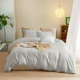 thumbnail image 1 of 600 Thread Count Egyptian Cotton 3-Piece Duvet Cover Set with 3-Sided Zipper Closure - Texas King Size ( 106" x 106" ) Inches, (Silver Grey), 1 of 4