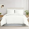 thumbnail image 1 of 600 Thread Count Egyptian Cotton 3-Piece Duvet Cover Set with Button Closure - OverSize Queen Size ( 98" x 98" ) Inches, White Stripe, 1 of 4
