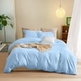 thumbnail image 1 of 600 Thread Count Egyptian Cotton 3-Piece Duvet Cover Set with Button Closure - Queen Size ( 90" x 90" ) Inches, (Light Blue), 1 of 4