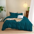 thumbnail image 1 of 600 Thread Count Egyptian Cotton 3-Piece Duvet Cover Set with Button Closure - Wyoming King Size ( 100" x 114" ) Inches, (Teal), 1 of 4