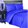 thumbnail image 1 of 600 Thread Count Egyptian Cotton 5-PCs Duvet Cover Set { Zipper Closure } Full/Queen, Royal Blue Stripe, 1 of 4