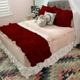 thumbnail image 1 of 600 Thread Count Egyptian Cotton Multy Ruffled Bed Runner Decorative Bed Scarf 1 Piece Ruffled Bed Runner Queen Size (88" x 18") [Burgundy Solid], 1 of 4