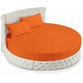thumbnail image 1 of 600-Thread Count Egyptian Cotton Queen Round Bed Sheet Set – Fits 84" Diameter Mattress, 19-24" Deep Pocket – Solid Orange, Queen 84" Diameter, 1 of 6